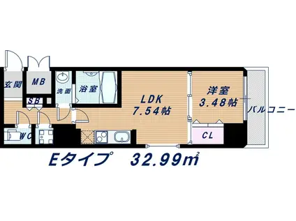 大阪 PRESTIGE ACCOMMODATION(1DK/3階)の間取り写真