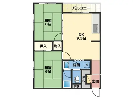 コーポラスかなや(2DK/3階)の間取り写真