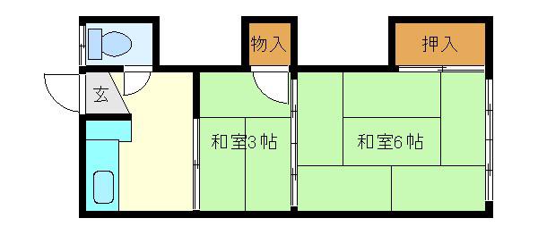 大塚荘(2K/2階)の間取り写真