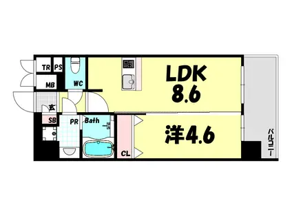 プレサンスKOBEアモーレ(1LDK/11階)の間取り写真