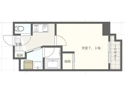 ユリシス新神戸(1K/8階)の間取り写真