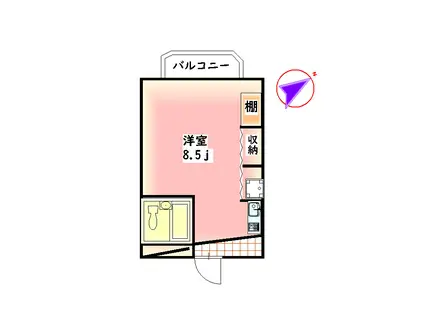 サンハイツ高崎(ワンルーム/2階)の間取り写真