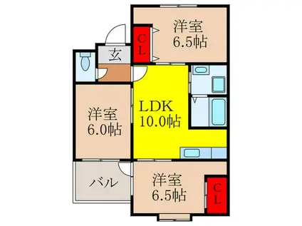 レスポアール(3LDK/1階)の間取り写真