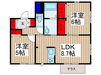 コレット中野(2LDK/1階)の間取り写真