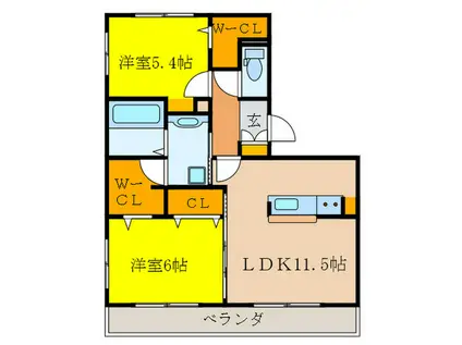 ココハウス高須壱番館(2LDK/1階)の間取り写真