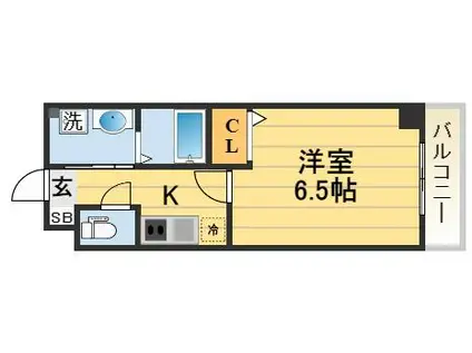 ウエスト桂川駅前(1K/1階)の間取り写真