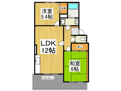 エスポワール東大和(2LDK/1階)の間取り写真