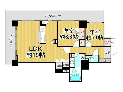 ローレルタワー尼崎(2LDK/24階)の間取り写真