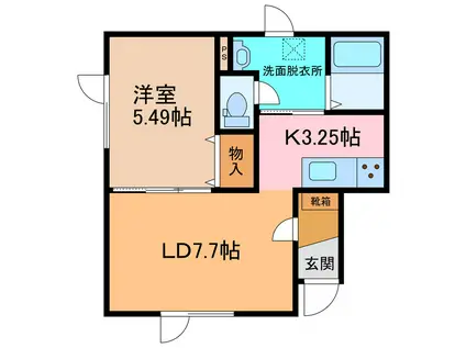 浦幌アパート(1LDK/2階)の間取り写真