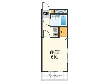 下田部ハイツ(1K/3階)の間取り写真