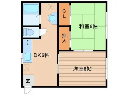 RESIDENCE TOKAI(2DK/1階)の間取り写真