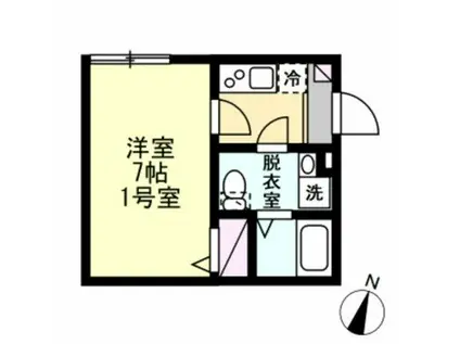 ベイルーム京急鶴見(1K/2階)の間取り写真