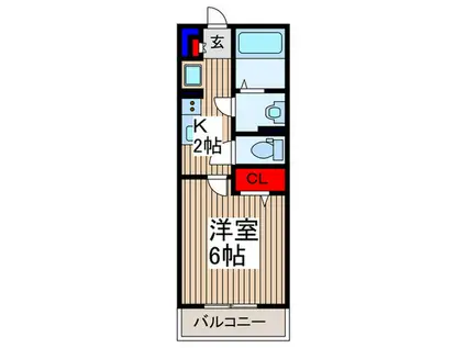 ルアーナ西浦和(1K/2階)の間取り写真