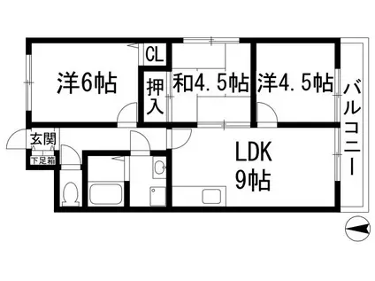 ドエル仁川(3LDK/2階)の間取り写真