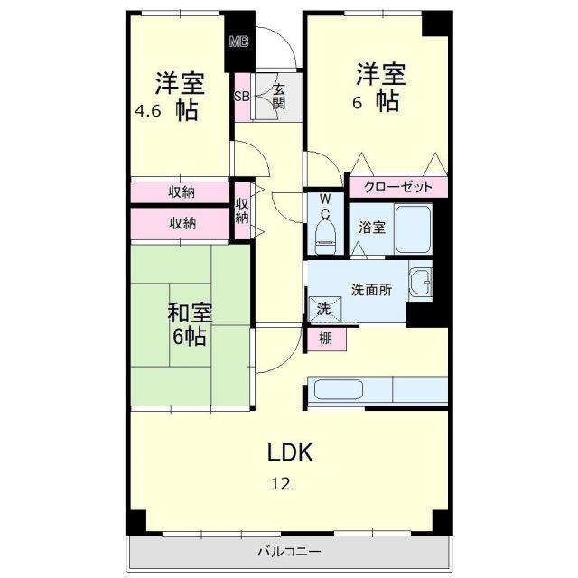 アートピア西ヶ崎(3LDK/9階)の間取り写真