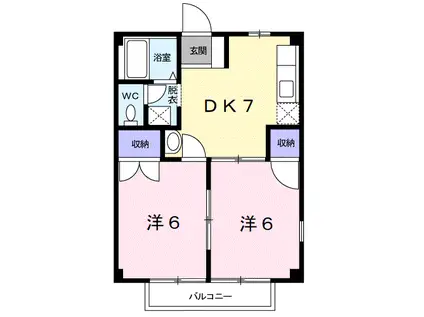 コーポコマツ(2DK/2階)の間取り写真