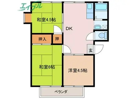 サンシティ奥村(3DK/2階)の間取り写真