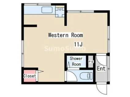 白川ハイツ(ワンルーム/2階)の間取り写真