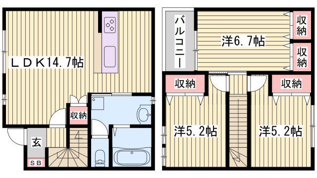 マハロ南山II(3LDK/2階)の間取り写真