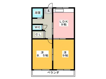 コーポ飛鳥(2LDK/1階)の間取り写真