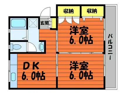 中祥ハイツ(2DK/3階)の間取り写真