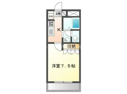 ラヴィアンローズ(1K/1階)の間取り写真