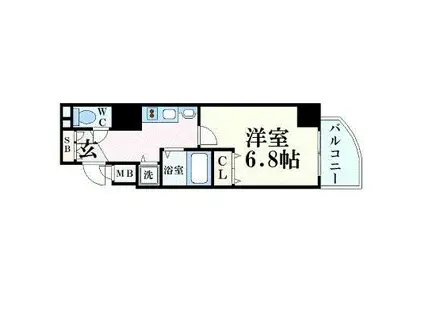 プレサンス覚王山D-STYLEII(1K/11階)の間取り写真