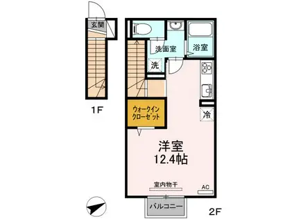 プリマヴェーラIII(ワンルーム/2階)の間取り写真