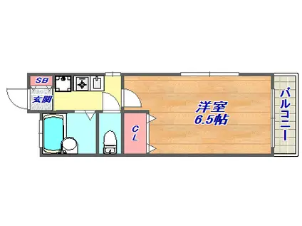 王子パークルームⅡ(1K/4階)の間取り写真