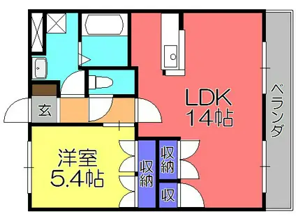 エスポワール(1LDK/2階)の間取り写真