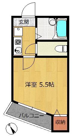 オーパスワン五反野(1K/2階)の間取り写真
