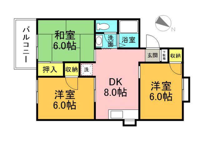 松田マンション(3DK/2階)の間取り写真