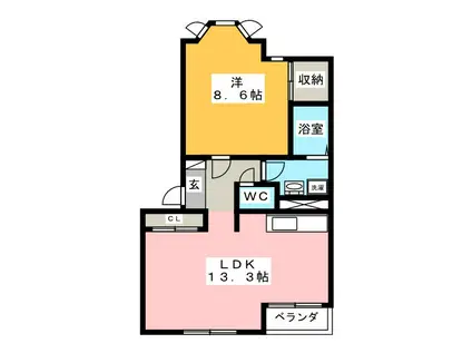 フォーリーフ クローバー(1LDK/1階)の間取り写真