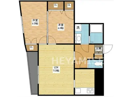 TIME HILLS(2LDK/3階)の間取り写真