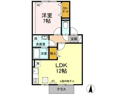 プラナスガーデン(1LDK/1階)の間取り写真