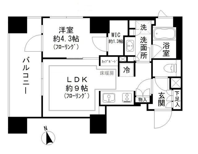 パークリュクス虎ノ門(1LDK/6階)の間取り写真