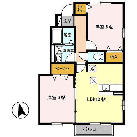 パインメイプル(2LDK/1階)の間取り写真