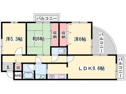 ラフェスタ大塩(3LDK/4階)の間取り写真