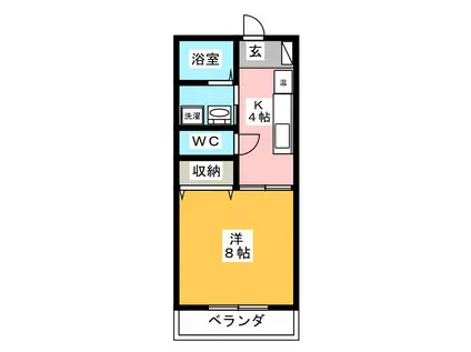 チェリーテラス(1K/2階)の間取り写真