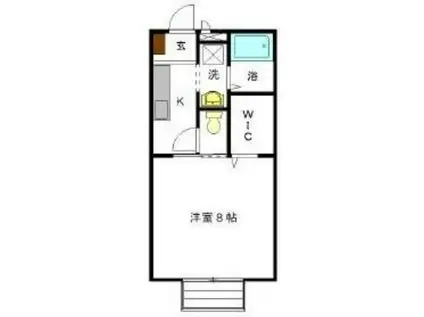 祖谷形の杜 二番館(1K/1階)の間取り写真