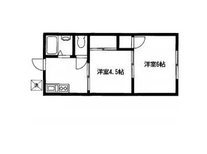 スカイビューレジデンス(2K/2階)の間取り写真