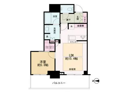 グランドメゾン新梅田タワー THE CLUB RESIDENCE(1LDK/24階)の間取り写真