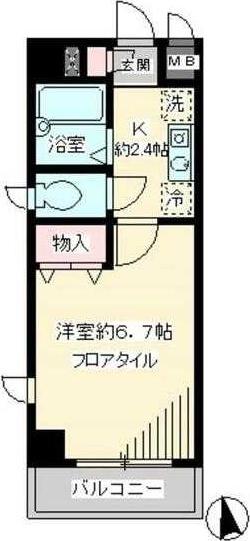 ツインコート調布(1K/1階)の間取り写真