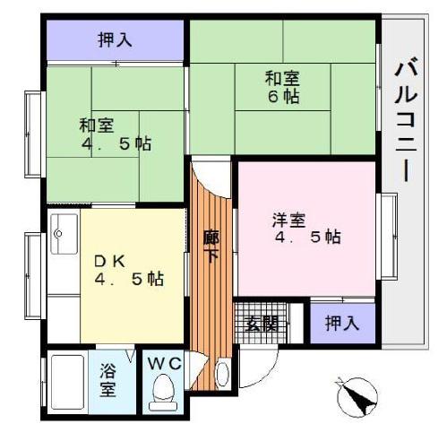 桜ヶ丘マンション(3DK/2階)の間取り写真