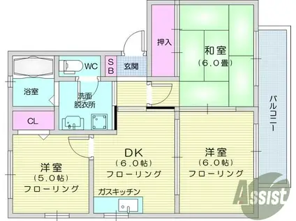 ビューラーシャトルトマト(3DK/1階)の間取り写真