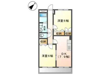サンガーデン(2DK/2階)の間取り写真