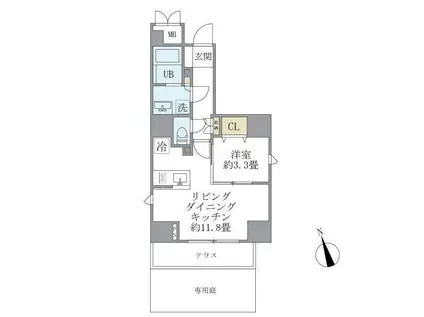 ラペルラ四谷(1LDK/1階)の間取り写真
