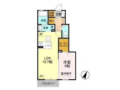 グランジュテ(1LDK/1階)の間取り写真