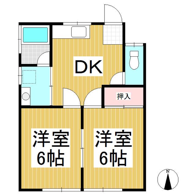 青波アパート A棟(2DK/2階)の間取り写真