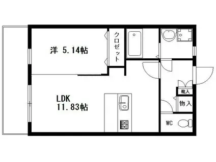 マローネ(1LDK/1階)の間取り写真